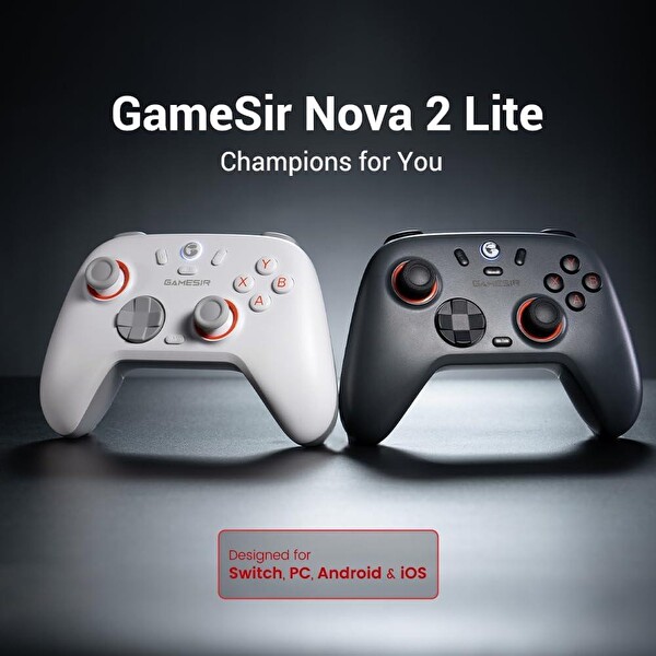 GameSir Nova 2 Lite Hall Effect 2.4G Nintendo Switch Windows PC Beyaz Oyun Konsolu
