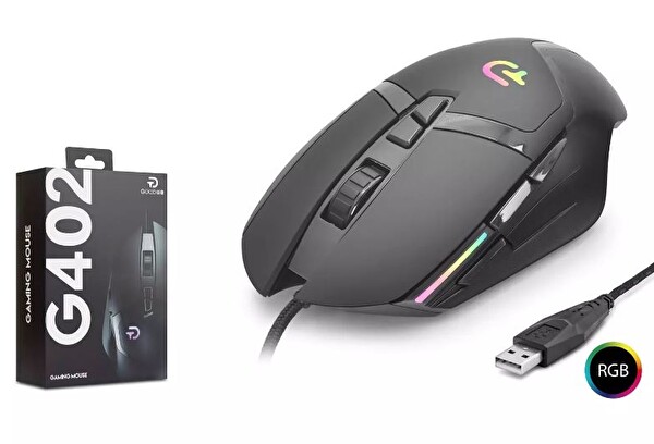 Hadron Nodar G402 Gaming Mouse Kablolu 7200 Dpi 7 Tuş 1000Hz Rgb Oyuncu Mouse Siyah