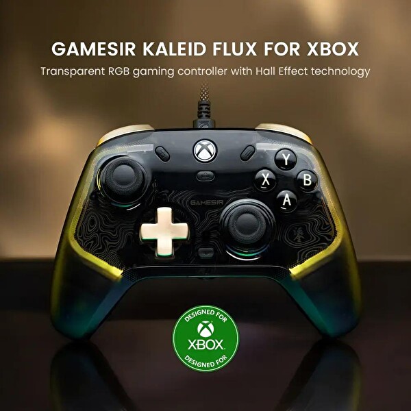 GameSir Kaleid Flux Hall Effect Controller Xbox Series X|S Xbox One ve Windows Kablolu Gamepad Siyah