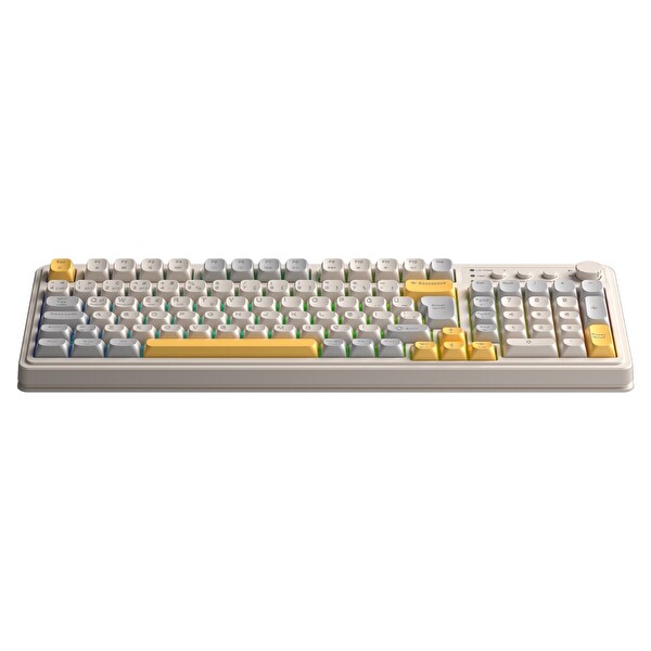 Aula S99 Retro RGB 3 Modlu Bluetooth-2.4GHz-USB-C Makrolu Türkçe Q Klavye Sarı