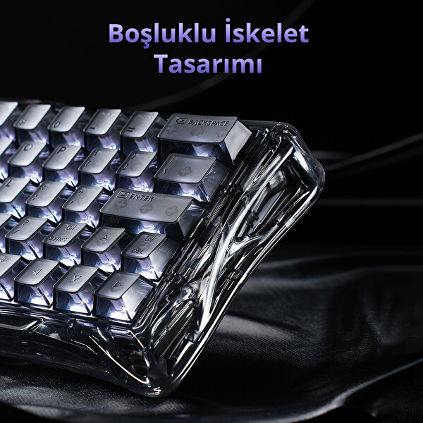 GravaStar Mercury V60 Kablolu İngilizce Q Manyetik Switch Gaming Klavye Onyx Crystal