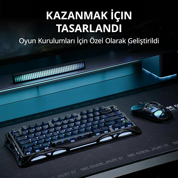 GravaStar Mercury K1 RGB Kablosuz Mekanik İngilizce Q Gaming Klavye Stealth Black