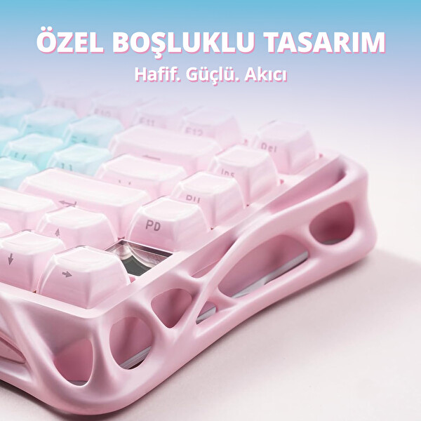 GravaStar Mercury K1 Lite RGB Kablosuz Mekanik İngilizce Q Gaming Klavye Aurora Mist