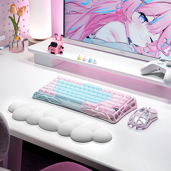 GravaStar Mercury K1 Lite RGB Kablosuz Mekanik İngilizce Q Gaming Klavye Aurora Mist