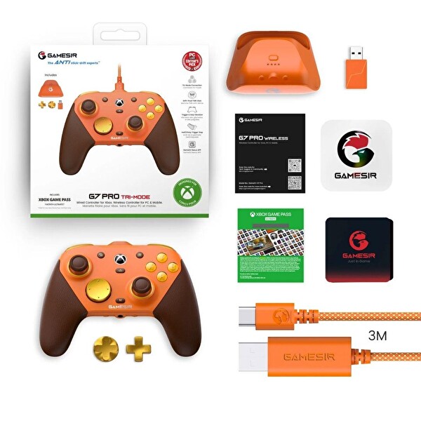 GameSir G7 Pro 3 Mod Kablolu TMR Sticks, Hall Effect Analog Controller Turuncu