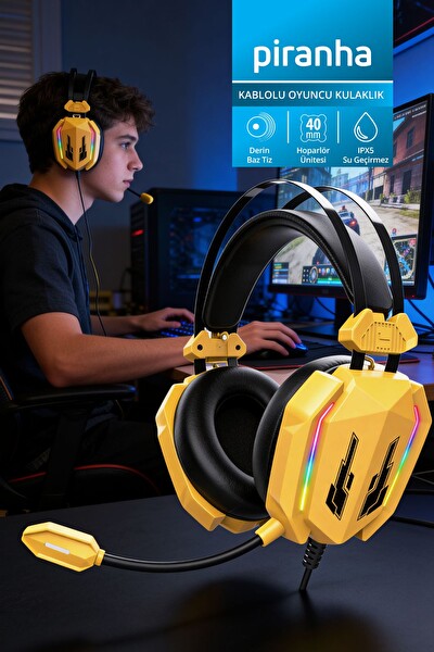 Piranha 2180 RGB LED Işıklı Headset Mikrofonlu Kablolu Oyuncu Kulaklığı