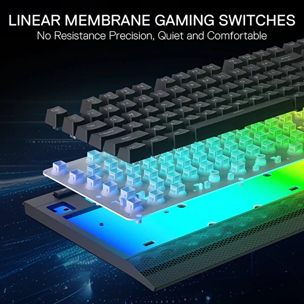 Redragon K525 104 Tuşlu Kablolu RGB Membran Türkçe Mekanik Hissi ve Smooth Linear Switch 26 Anti-Hayalet Oyuncu Klavyesi