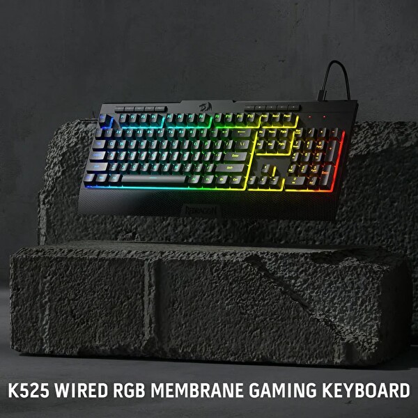 Redragon K525 104 Tuşlu Kablolu RGB Membran Türkçe Mekanik Hissi ve Smooth Linear Switch 26 Anti-Hayalet Oyuncu Klavyesi