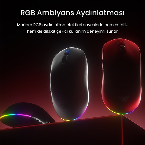 Aula V9 Ultra 42000 DPI PAW3950 8000Hz Tri-Mode Kablosuz RGB Omron Switch Lightweight E-Spor Kırmızı Oyuncu Mouse