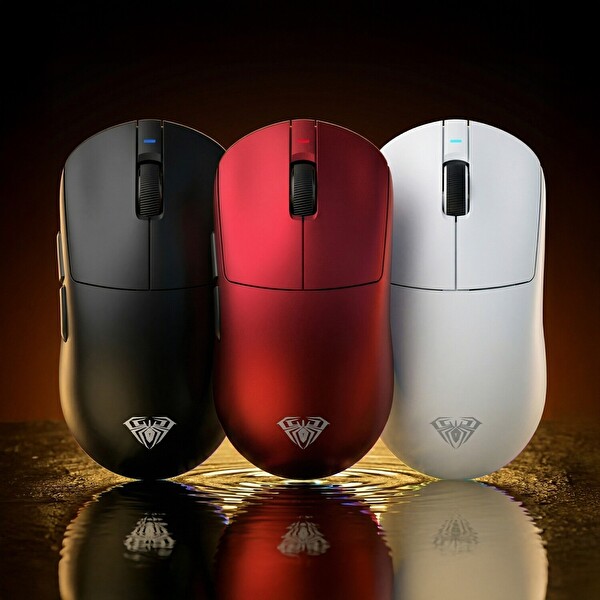 Aula V9 Ultra 42000 DPI PAW3950 8000Hz Tri-Mode Kablosuz RGB Omron Switch Lightweight E-Spor Kırmızı Oyuncu Mouse