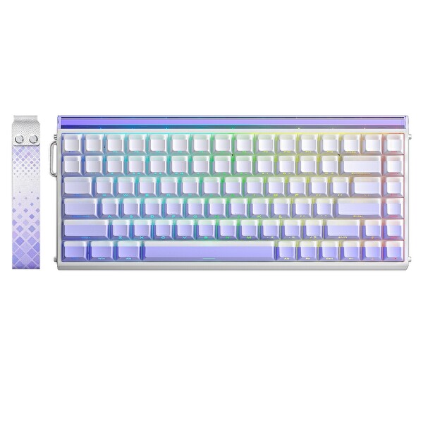 Aula Hero 84 He Manyetik Klavye Rapid Trigger Jade King Switch 8000Hz RGB Neon TKL Hot Swap Mor Oyuncu Klavyesi