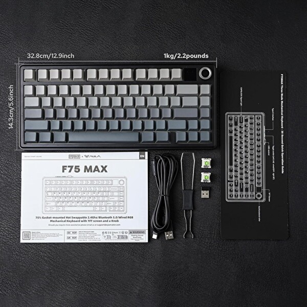 Aula F75 Max Mekanik RGB TKL Reaper Switch Kablosuz Makrolu Hot Swap Gri Oyuncu Klavyesi