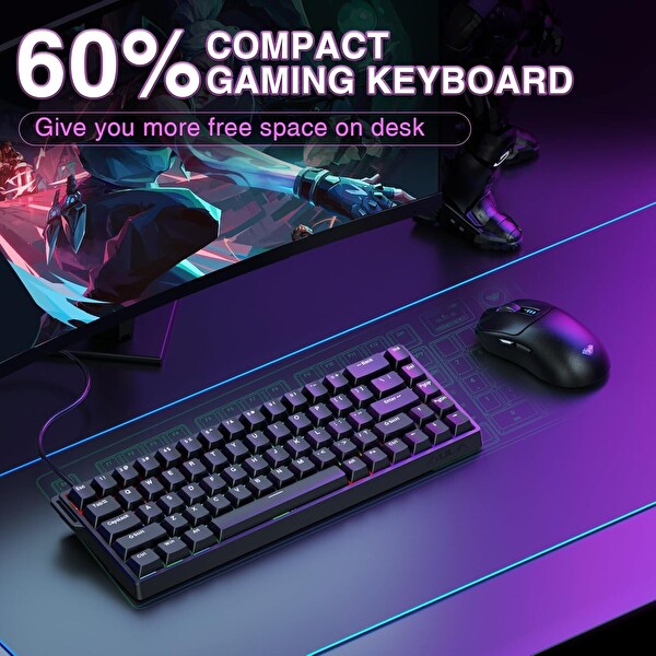 Aula Win68 HE Manyetik Klavye Rapid Trigger GrayWood Switch 8000Hz RGB TKL Hot Swap Siyah Oyuncu Klavyesi