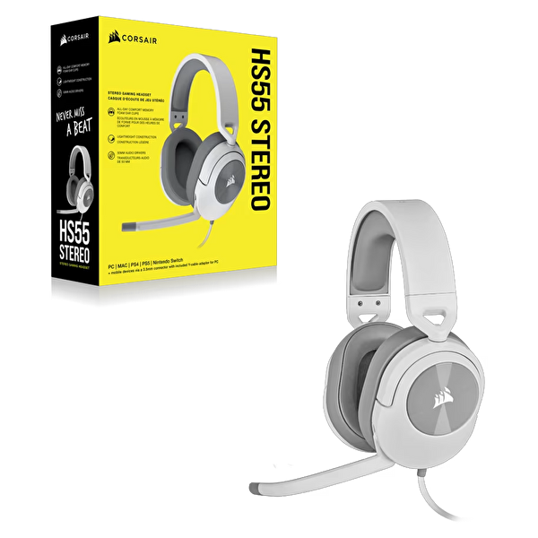 Corsair HS55 Stereo Kablolu Oyuncu Kulaklığı Beyaz