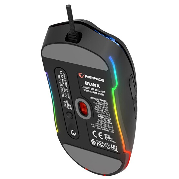 Rampage Blink 7 Makro Tuslu RGB 12800 DPI Kablolu Oyuncu Faresi Siyah