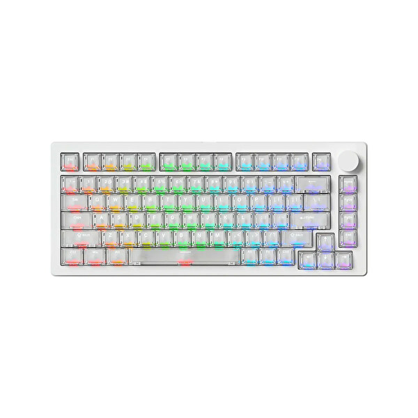 AKKO Monsgeek M1 V5 HE Şeffaf Beyaz AstroAim 8K Hz RGB Kablosuz İngilizce Manyetik Anahtarlı Sökülebilir Oyuncu Klavyesi