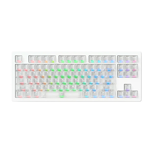 Akko Monsgeek M3 V5 HE Şeffaf Beyaz AstroAim 8K Hz RGB Kablosuz Manyetik Anahtarlı Sökülebilir İngilizce Oyuncu Klavyesi