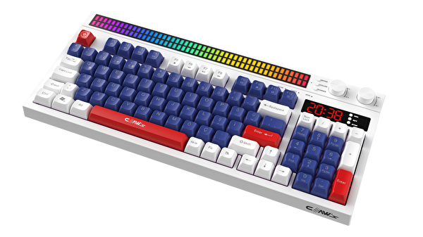 Claw’s Spectrum K1 Fonksiyonel Çift LCD Ekran ve Membran 94 Tuşlu Mavi-Kırmızı Oyuncu Klavyesi