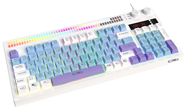 Claw’s Spectrum K1 Çift LCD Ekran Ses Kontrolcülü Membran 94 Tuş RGB Oyuncu Klavyesi