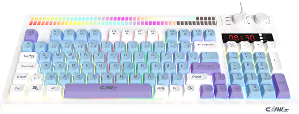 Claw’s Spectrum K1 Çift LCD Ekran Ses Kontrolcülü Membran 94 Tuş RGB Oyuncu Klavyesi