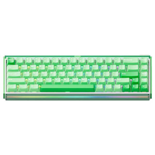 Akko RAY68 HE Sisli Yeşil Beyaz %65 AstroAim Manyetik Switch 8K Hz Hall Effect ARGB Kablosuz İngilizce Oyuncu Klavyesi