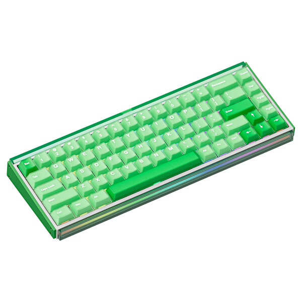 Akko RAY68 HE Sisli Yeşil Beyaz %65 AstroAim Manyetik Switch 8K Hz Hall Effect ARGB Kablosuz İngilizce Oyuncu Klavyesi