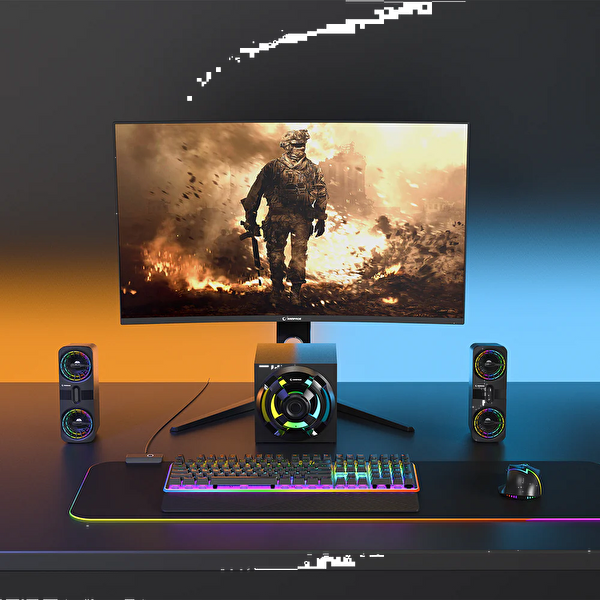 Rampage RMS-311 Shard 2+1 80W Bluetooth RGB Oyuncu Hoparlörü