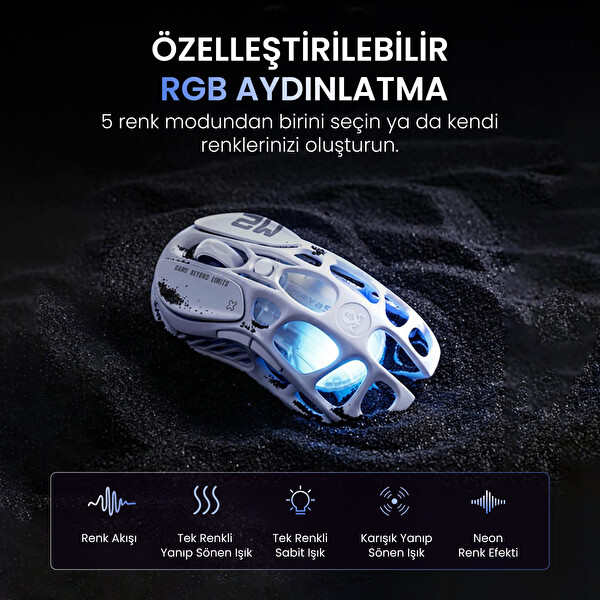 GravaStar K1 Lite Mekanik Gaming Klavye M2 Kablosuz Optik Mouse ve Mousepad Oyuncu Seti Crystal Aurora