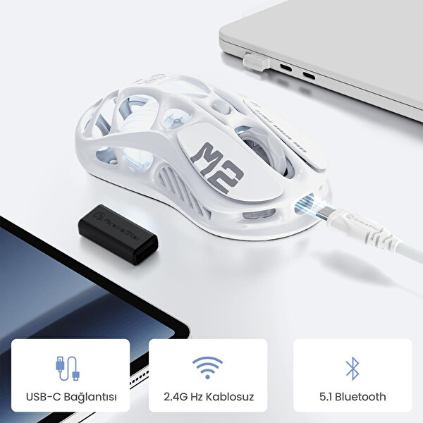 GravaStar K1 Lite Mekanik Gaming Klavye M2 Kablosuz Optik Mouse ve Mousepad Oyuncu Seti Crystal Aurora