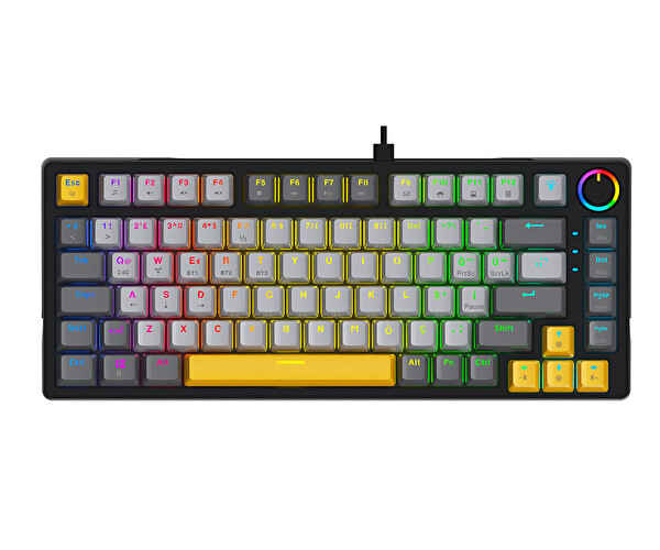 Bronzturq MK1114 RGB Kablosuz ÜÇ Modlu USB - 2.4 GHz - Bluetooth Mekanik Oyuncu Klavyesi