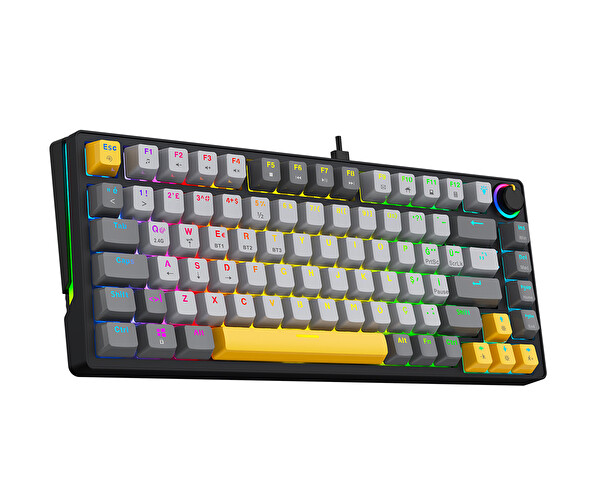 Bronzturq MK1114 RGB Kablosuz ÜÇ Modlu USB - 2.4 GHz - Bluetooth Mekanik Oyuncu Klavyesi