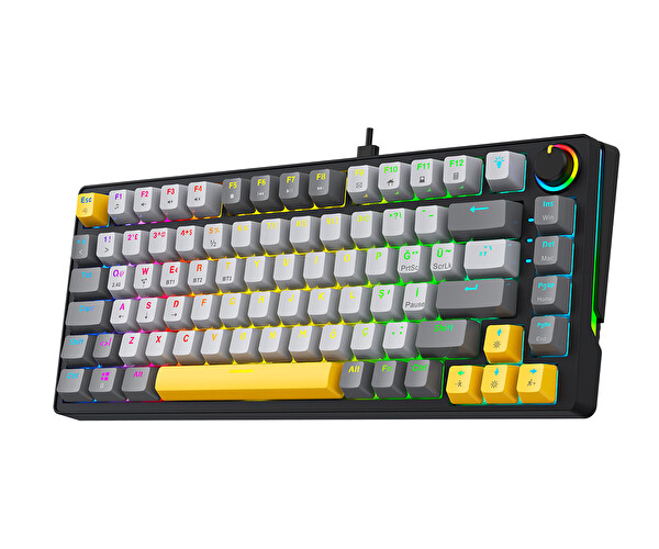 Bronzturq MK1114 RGB Kablosuz ÜÇ Modlu USB - 2.4 GHz - Bluetooth Mekanik Oyuncu Klavyesi