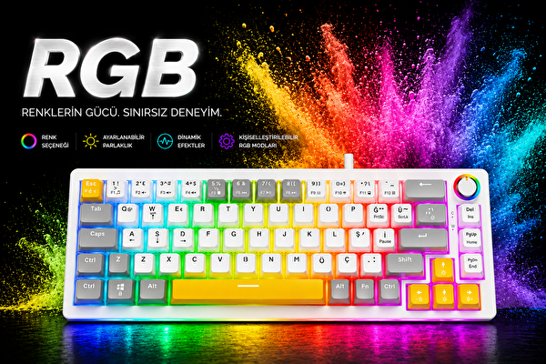 Bronzturq MK1148 RGB Kablolu Mekanik Oyuncu Klavyesi