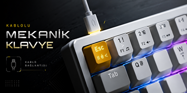 Bronzturq MK1148 RGB Kablolu Mekanik Oyuncu Klavyesi