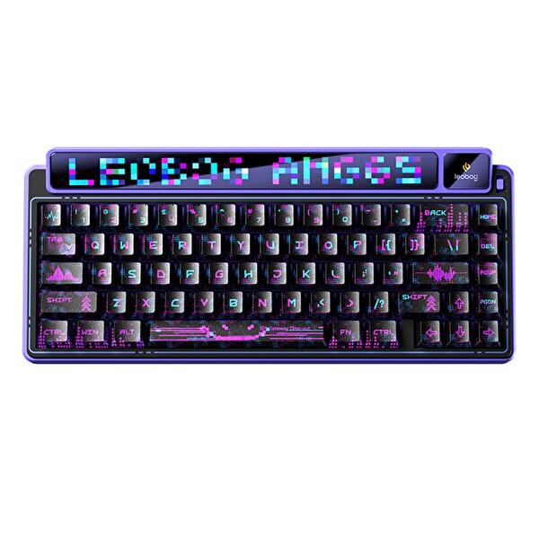 Leobog AMG65 Mekanik LED Matrix Ekranlı Sessiz Pamuk Şeker Anahtar RGB Hot Swap Siyah Oyuncu Klavyesi