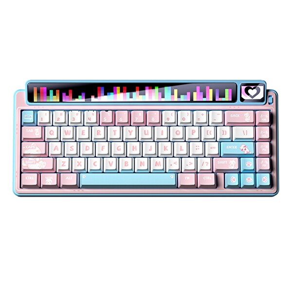 Leobog AMG65 LED Matrix Ekranlı Jasper Anahtarlı RGB Hot Swap Pembe Mekanik Oyuncu Klavyesi