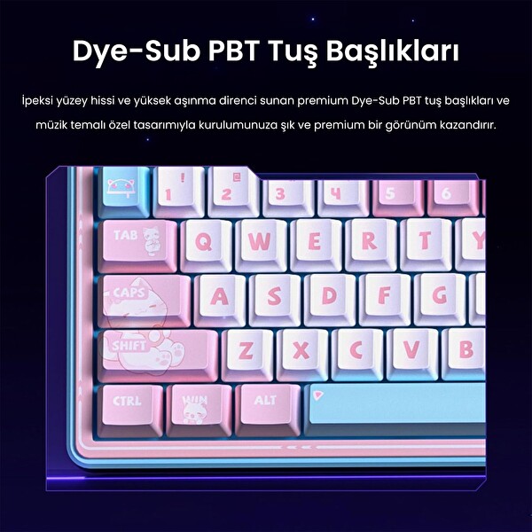 Leobog AMG65 LED Matrix Ekranlı Jasper Anahtarlı RGB Hot Swap Pembe Mekanik Oyuncu Klavyesi
