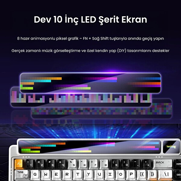Leobog AMG65 LED Matrix Ekranlı Jasper Anahtar RGB Hot Swap Turuncu Mekanik Oyuncu Klavyesi