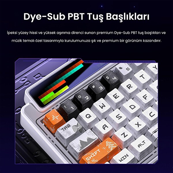 Leobog AMG65 LED Matrix Ekranlı Jasper Anahtar RGB Hot Swap Turuncu Mekanik Oyuncu Klavyesi