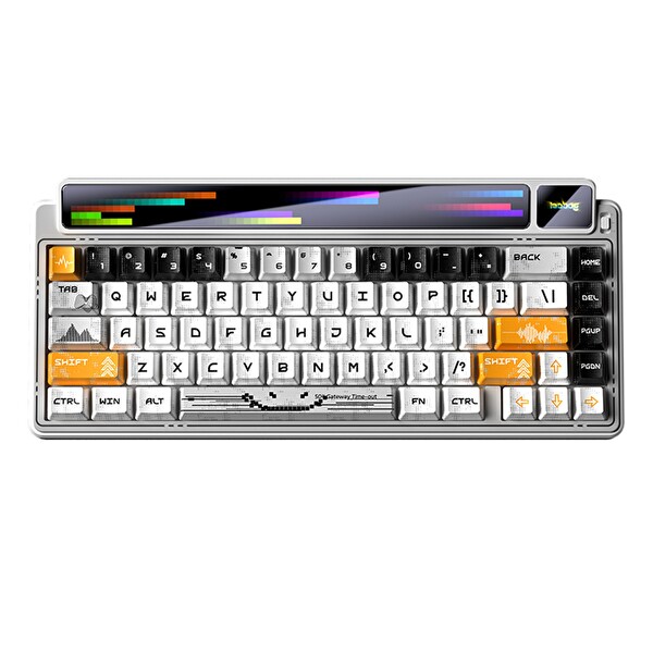 Leobog AMG65 LED Matrix Ekranlı Sessiz Pamuk Şeker Anahtar RGB Hot Swap Turuncu Mekanik Oyuncu Klavyesi