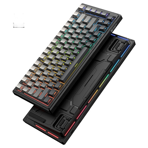 Onikuma G83 Gradient Gri-Siyah %75 Outemu Customized Linear Switch Hotswap RGB Kablosuz İngilizce Mekanik Oyuncu