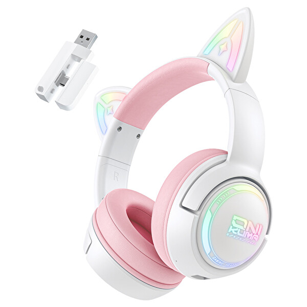 Onikuma GT838 RGB Kablosuz Oyuncu Kulaklığı Pembe