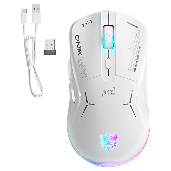 Onikuma CW917 RGB Kablosuz Simetrik Oyuncu Faresi Beyaz