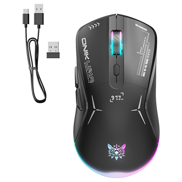 Onikuma CW917 RGB Kablosuz Simetrik Oyuncu Faresi Siyah