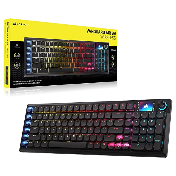 Corsair Vanguard AIR 99 Kablosuz OPX Low Profile Switch 8K Hz RGB Kablosuz İngilizce Mekanik Oyuncu Klavyesi CH-91HA01B-UK