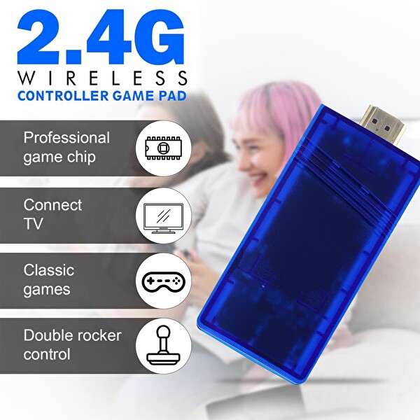 Hadron GS5 Mini Retro 64 GB Mavi Oyun Konsolu Stick HDMI Çift Gamepad