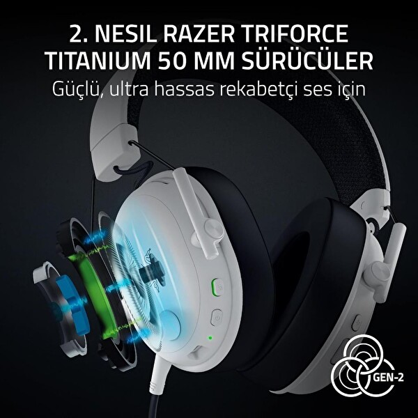 Razer BlackShark V3 RZ04-05410400-R3M1 7.1 USB Kablolu-Kablosuz Beyaz Kulak Üstü Oyuncu Kulaklığı