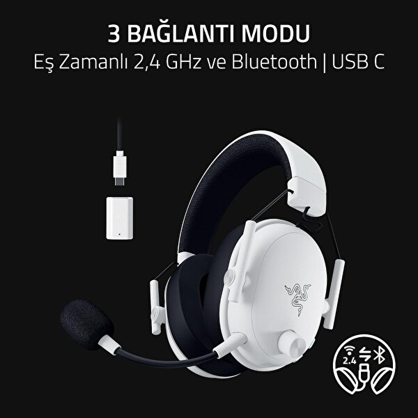 Razer BlackShark V3 RZ04-05410400-R3M1 7.1 USB Kablolu-Kablosuz Beyaz Kulak Üstü Oyuncu Kulaklığı