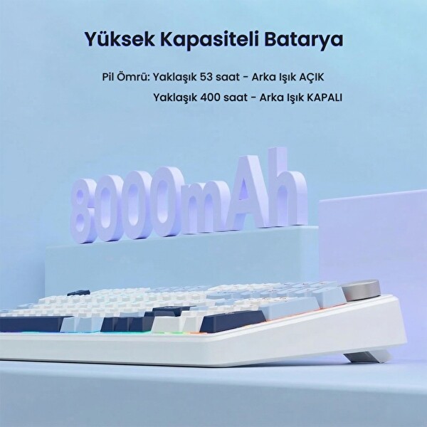 Aula F99 Pro 3 Modlu RGB Çalışırken Değiştirme Mekanik Yıldız Vektör Anahtarlı Lacivert Kablosuz Oyuncu Klavyesi