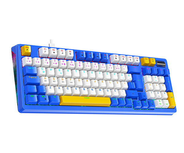 Bronzturq MK1116 RGB-ABS Kırmızı Anahtarlı 3N1 USB + 2.4G + Bluetooth Oyuncu Klavyesi